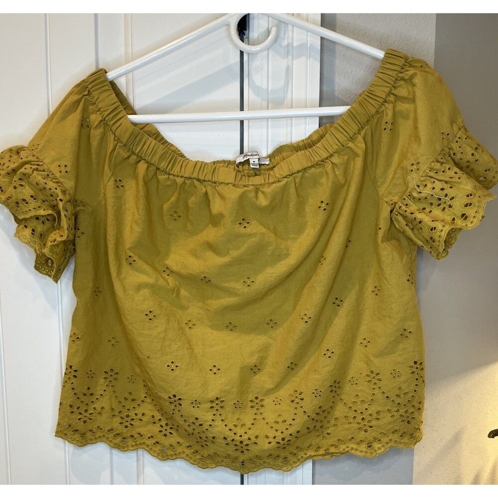 Women's Madewell Eyelet Off Shoulder Top - Golden Apple - Size M